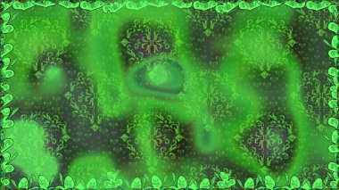 Elle boyanmış suluboya, dikişsiz çiçekler ve bitkiler. Yeşil renkte çiçekler.