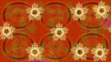 Kış kartı Mutlu Noeller, Yeni Yıl ve Mutlu Tatil Raster çizimleri. Kar taneleri arka planda. Turuncu ve kahverengi kar taneleri ve turuncu ve kahverengi renkli Noel kartı..