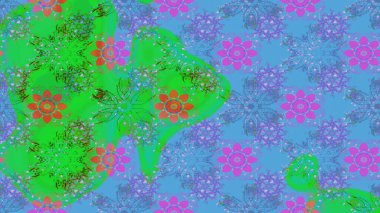 Raster illüstrasyonu. Suluboya, elle çizilmiş. Eskiz arkaplan modeli. Mavi yapraklı yabani çiçekler.