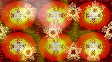 Turuncu ve kırmızı renklerde şirin soyut kar taneleri raster tasarımı. Yeni yıl kar tanesi. Düz kar karalama ikonları, kar taneleri silueti Noel afişi için, kartlar.