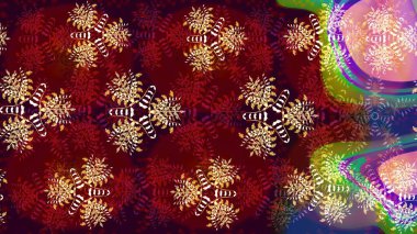 Kar tanesi renkli desen. Snowflakes desen. Raster kar taneleri arka plan. Renk arka plan üzerinde izole soyut kar taneleri ile düz tasarım. Raster illüstrasyon.