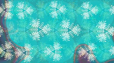 Kar taneleri radyal mavi ve nötr renklere sahiptir. Renkli arka planda güzel kar taneleri. Raster illüstrasyonu..