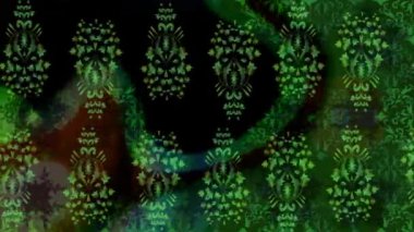 Renkli unsurlarla hareketli arka plan görüntüleri. Çiçekler. Eski model. Bayrak tarzı. Video kaydı. Şablon. Döngü. Kusursuz..