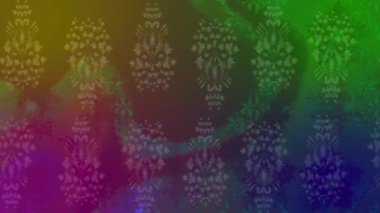 Renkli unsurlarla hareketli arka plan görüntüleri. Çiçekler. Eski model. Bayrak tarzı. Video kaydı. Şablon. Döngü. Kusursuz..