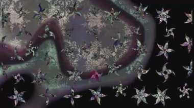 Renkli unsurlarla hareketli arka plan görüntüleri. Çiçekler. Eski model. Bayrak tarzı. Video kaydı. Şablon. Döngü. Kusursuz..