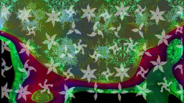 Tomurcukları çiçek olan sevimli bir çiçek deseni. Eskiz geçmişi. Raster illüstrasyonu. Kumaş, tekstil, duvar kağıdı baskısı için. Eski usul. Raster..