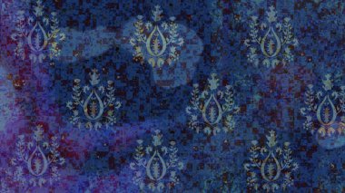 Kış kar tanesi, raster arka plan. Renkli arka planda izole kar taneleri. Yüzey için tekrarlanan doku, ambalaj kağıdı, mavi ve mor renkler. Raster illüstrasyonu.