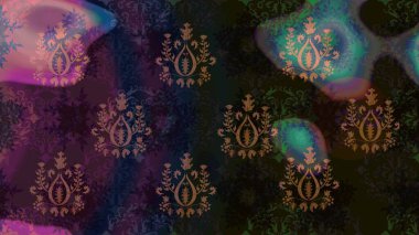 Çiçekli ipek eşarp. El çizimi çiçek unsurları olan soyut çizim raster deseni. 1950-1960 motifleri. Retro tekstil tasarım koleksiyonu. Gri üzerine gri.