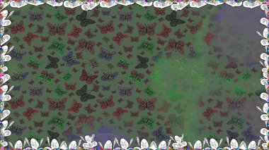 Raster colored endless texture. Colorful background for spring and summer design. Hand-drawn illustration. Seamless pattern with butterflies. clipart