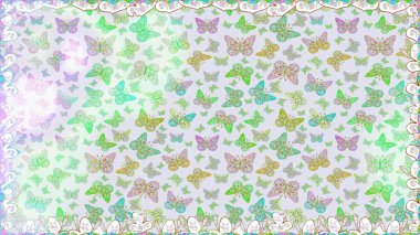 Perfect for textile, wallpapers, web page backgrounds, surface textures. Seamless background of colorful butterflies on gray and neutral colors. Raster illustration. clipart