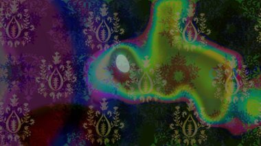 Kar tanelerinin soyut arkaplanlı Noel şablonu. Yeşil ve gri kar taneleri. Raster illüstrasyonu. Renkler. Noel ve Yeni Yıl moda baskıları için tatil tasarımı.