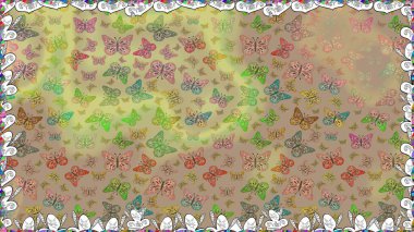 Güve ile Raster Geçmişi. Renkli Kelebeklerle Bahar Arkaplanı. Güzel Kelebek Siluetleriyle Moda Dekorasyonu. Kart, Davetiye, Yazdırma İçin Basit Güzel Desen.