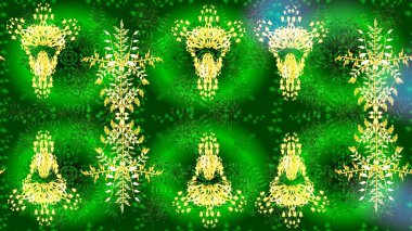 Soyut etnik raster çizim kalıbı. Kabile sanatı boho baskısı, klasik çiçek arkaplanı. Arkaplan dokusu, duvar kağıdı, yeşil renkli çiçek teması.