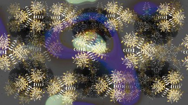 Gri ve kahverengi kar taneleri. Noel ve yeni yıl moda baskıları için tatil tasarımı. Kar tanelerinin soyut arkaplanlı Noel şablonu. Raster illüstrasyonu.