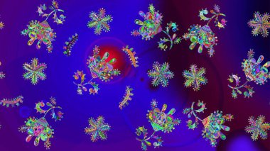 Mavi renkli suluboya kar taneleri. Kışın sembolü. Güzel dekorasyon. İllüstrasyon kar tanesi.