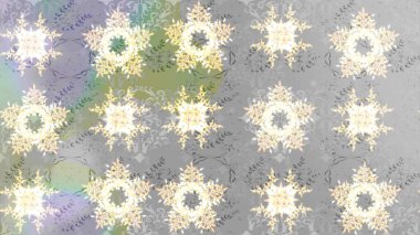 Raster illüstrasyonu. Soyut mandala ya da tuhaf kar tanesi çizgisi sanat tasarımı. Renkli arka planda izole tatlı kar taneleri.