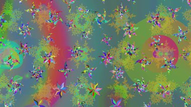 Raster resim. Kar tanesi renkli desen. Renk arka plan üzerinde izole soyut kar taneleri ile düz tasarım. Snowflakes desen. Raster kar taneleri arka plan.