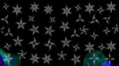 Tropik çiçek desenleri. Raster illüstrasyonu. Siyah renkte çiçekler.