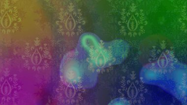 Kar tanelerinin soyut arkaplanlı Noel şablonu. Raster illüstrasyonu. Yeşil ve mavi renkler. Noel ve Yeni Yıl moda baskıları için tatil tasarımı.