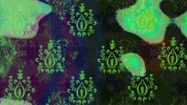 Kar Tanesi Mozaik ikonu. Yeşil ve gri siluet kar tanesi tabelası. Düz dizayn. Sembol kışı, donmuş, Noel, yeni yıl tatili. Grafiksel element dekorasyonu. Raster illüstrasyonu.