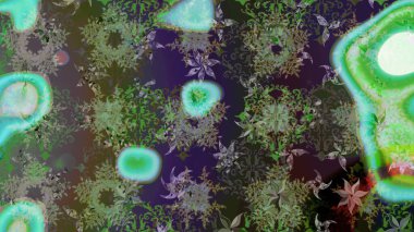 Güzel bir kış süsü. Yeşil ve gri kar tanelerinden izole edilmiş. Raster illüstrasyonu. Kar taneleri koleksiyonu.