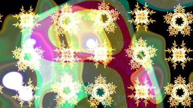 Raster illüstrasyonu. Sembol kışı, donmuş, Noel, yeni yıl tatili. Kar Tanesi Mozaik ikonu. Siluet kar tanesi işareti izole edilmiş yeşil ve nötr renkler. Düz dizayn. Grafiksel element dekorasyonu.