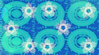 Mavi ve nötr renklerde kar taneleri. Renkli arka planda izole tatlı kar taneleri. Kar tanesi raster deseni. Raster illüstrasyonu.