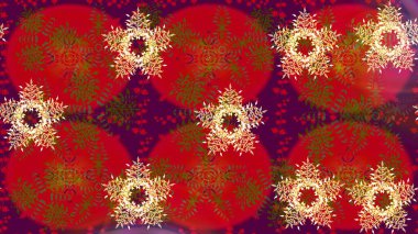 Noel süsleri ve Noel süsleri. Raster Noel soyut renkli arkaplan ve düşen kar tanesi.