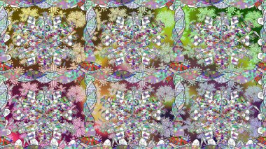 Hediye ambalaj kağıdı, tebrik kartları, posterler ve pankart tasarımı. Tarafsız renklerde çiçekler. Raster düz çiçekleri pürüzsüz desen.