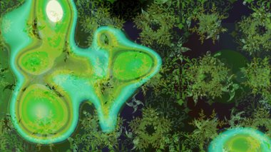 Kar tanelerinin soyut arkaplanlı Noel şablonu. Raster illüstrasyonu. Yeşil ve gri renkler. Noel ve Yeni Yıl moda baskıları için tatil tasarımı.