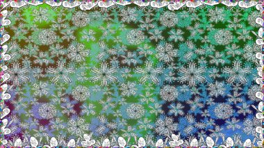 Yeşil renkli çiçekler. Raster illüstrasyonunda kusursuz çiçek deseni. Düz Çiçek Elementleri Tasarımı. Renkli Bahar Teması Kusursuz Arkaplan.