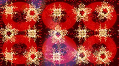 Kar tanelerinin soyut arkaplanı olan şirin bir Noel arkaplanı. Kırmızı ve kahverengi kar taneleri. Raster illüstrasyonu. Renkler. Noel ve Yeni Yıl moda baskıları için tatil tasarımı.