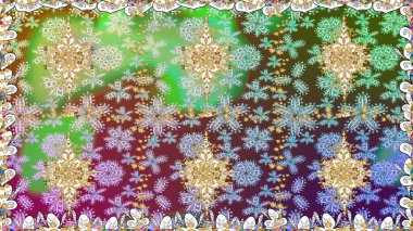 Altın antika ortaçağ dekoratifi, yapraklar ve tarafsız renklerde altın desenli süslemeleri olan dikişsiz bir şablon. Kusursuz kraliyet lüksü, altın barok kumaş rengi..