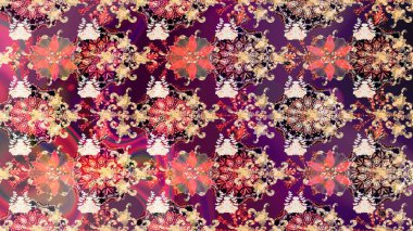 Kar tanelerinin soyut arkaplanı olan şirin bir Noel arkaplanı. Mor ve bej kar taneleri. Raster illüstrasyonu. Renkler. Noel ve Yeni Yıl moda baskıları için tatil tasarımı.