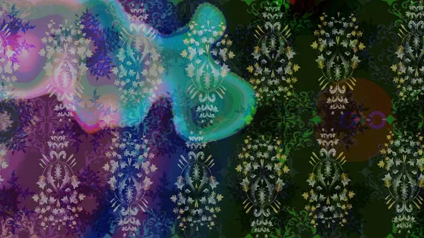 Çiçek Elementleri 'nin soyut geçmişi. Raster kış deseni. Gri ve mavi renkler üzerine tasarım. Raster illüstrasyonu.