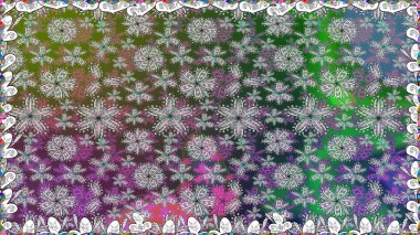 Bahar çiçekleriyle desenli dallı, çiçek siluetiyle renklendirilmiş desen. Raster deseni.