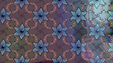 Raster illüstrasyonu. Noel stili. Kahverengi ve mavi renkte kar taneleri.