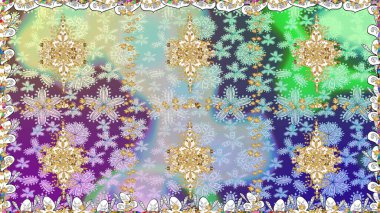 Damask pürüzsüz yineleme kalıbı. Barok tarzında altın çiçekli süs. Antika altın tekrarlanabilir duvar kağıdı. Tarafsız renklerde altın element.