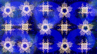 Sanat terapisi tarzı zen çizim için mavi ve nötr mandala şeklinde kar taneleri. El çizimi, dövme stili, kumaş tasarımı ve Raster illüstrasyonunda kartlar..