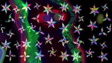 Siyah ve yeşil renklerde ayrık suluboya kar taneleri. Kışın sembolü. Güzel dekorasyon. İllüstrasyon kar tanesi.