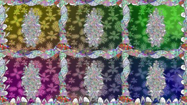 Arkaplan dokusu, duvar kağıdı, yeşil renkli çiçek teması. Soyut etnik raster kusursuz desen. Kabile sanatı boho baskısı, klasik çiçek arkaplanı.