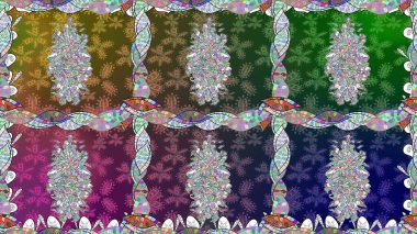 Raster illüstrasyonu. Yeşil renklerde çiçeksiz. Yeşil renkli çiçekler. Çiçek deseni. Şatafatlı bahar bahçesi dokusu.