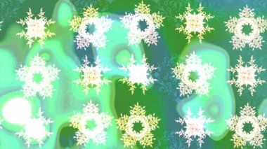 Basit bir kar tanesi. Yeşil renklerin çizimi. Soyut duvar kâğıdı, ambalaj dekorasyonu. Kışın sembolü, mutlu noeller, mutlu yeni yıl kutlaması Raster illüstrasyonu..