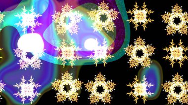 Renkli desenli eskiz deseni, siyah çiçekler ve dekoratif elementlerle. Eskiz geçmişi. Raster illüstrasyonu. Kumaş, tekstil, duvar kağıdı baskısı için. Antika retro tarzı.