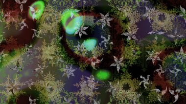 Raster grisi ve yeşil kar tanesinden izole edilmiş. Güzel bir kış süsü. Renkli kar taneleri Raster illüstrasyonu.