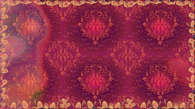 Seamless Floral Pattern in Raster illustration. Flowers on red colors.