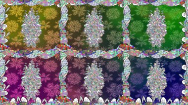 Yeşil renkli çiçekler. Raster illüstrasyonunda kusursuz çiçek deseni.