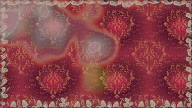 Kırmızı renklerde etnik çiçeklerle kusursuz bir desen. Asya Tekstil 'inde Raster Çiçek İllüstrasyonu.