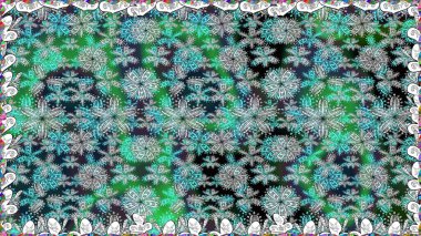 Kusursuz çiçek deseni. Raster illüstrasyonu. Raster illüstrasyonu. Mavi renkli çiçekler. Asya tekstil tarzında.