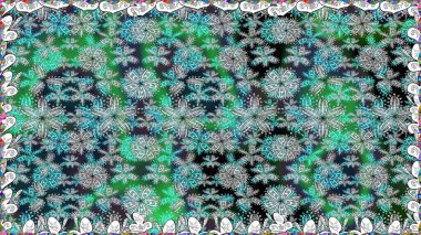 Kusursuz çiçek deseni. Raster illüstrasyonu. Raster illüstrasyonu. Mavi renkli çiçekler. Asya tekstil tarzında.